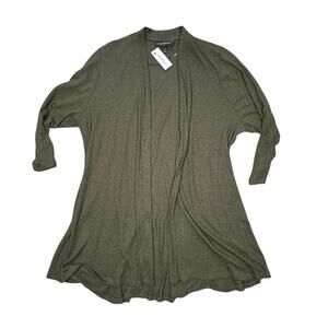 Lane Bryant Dark Olive Green Ribbed Cardigan 22/24 NWT40